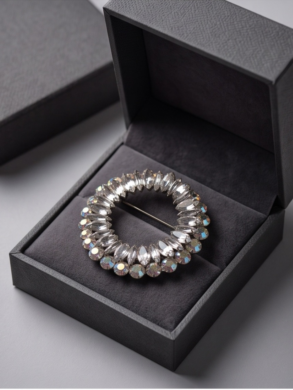 Vintage Crystal Circle Brooch